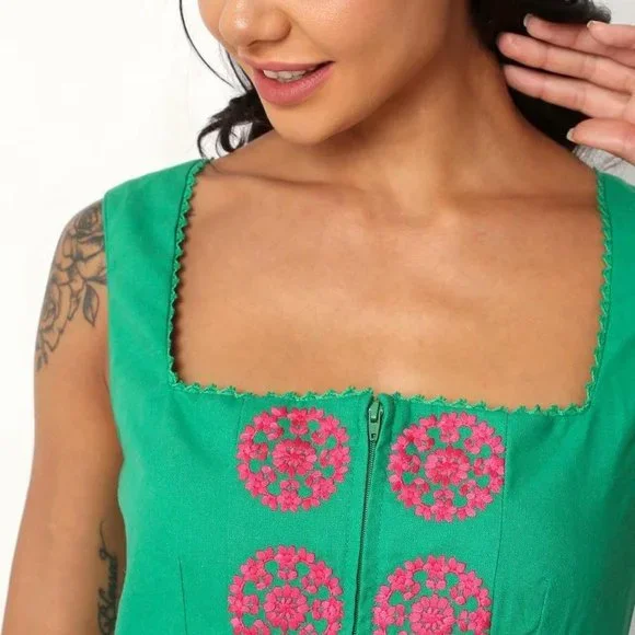 New with tags embroidered cotton corset dress sizes 8- 18 - Picture 4 of 4